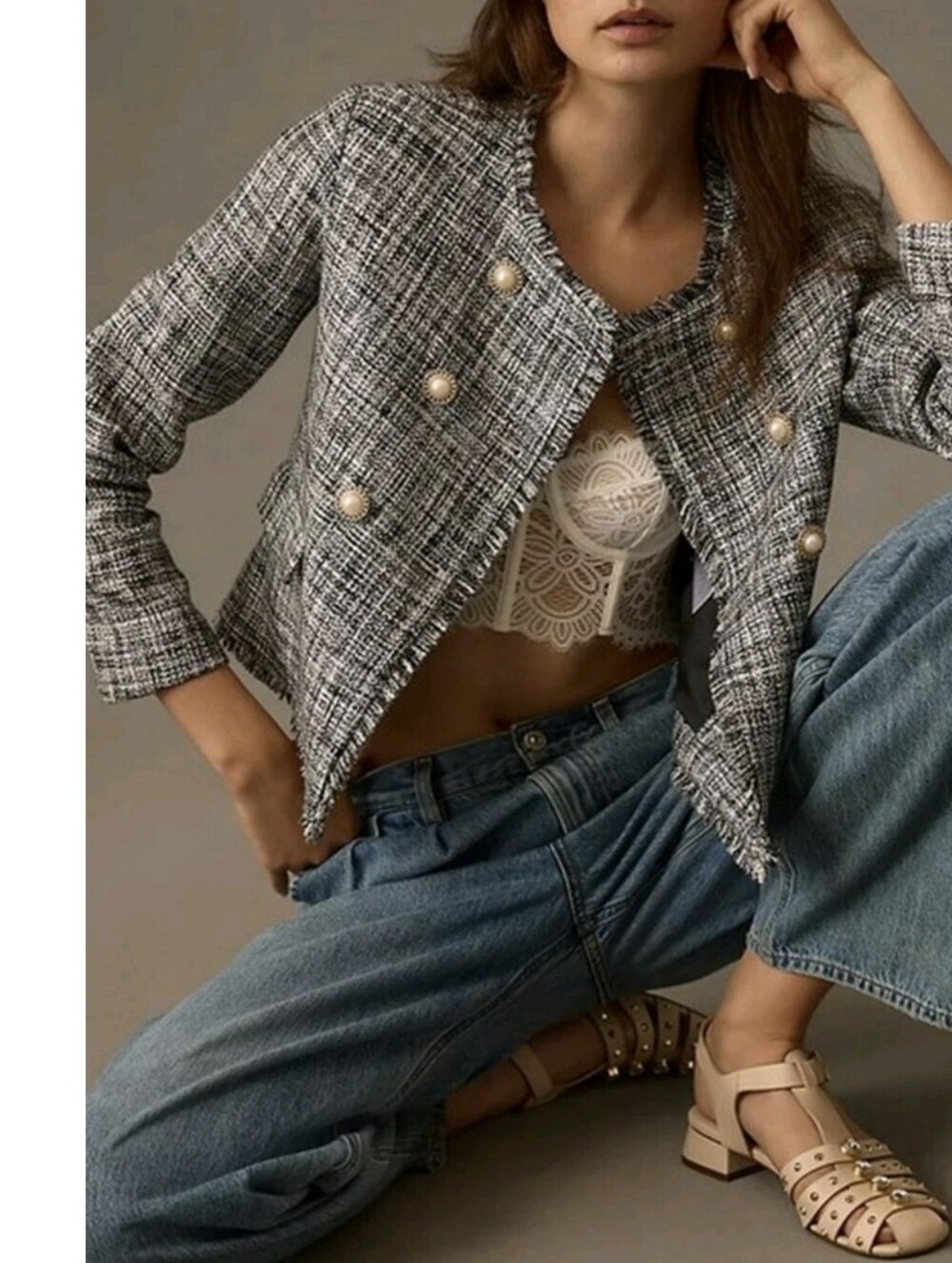Anthropologie Maeve Tweed double breasted blazer - 8. G61